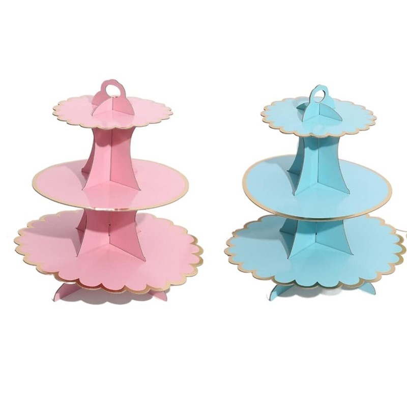 3 Tier Round Cardboard Cupcake Stand Holder for 24 Cupcake Dessert Stand Tree…