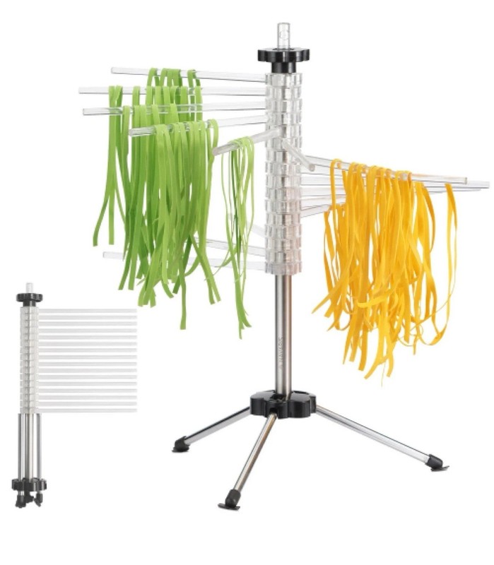 Collapsible Pasta Drying Rack - Tall Compact Spaghetti Noodle Stand with gallery