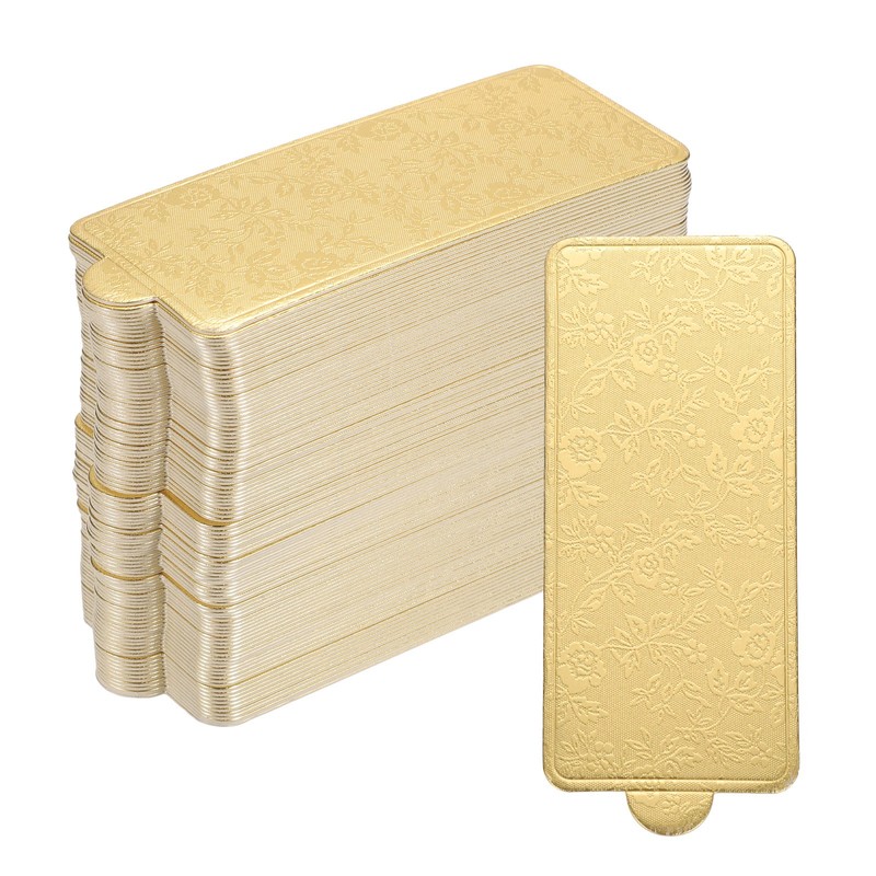 100pcs Mini Cake Boards Mousse Cake Cardboards Rectangle Cupcake Bases Gold