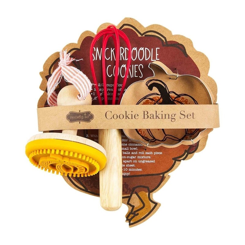 Mud Pie Snicker doodle Cookie Baking Set : Whisk, Cutter, Stamp & Recipe NEW