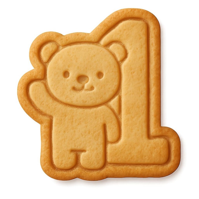 Cute Bear Number 1 Waving Cookie Cutter & Stamp - 4x3.6 gallery