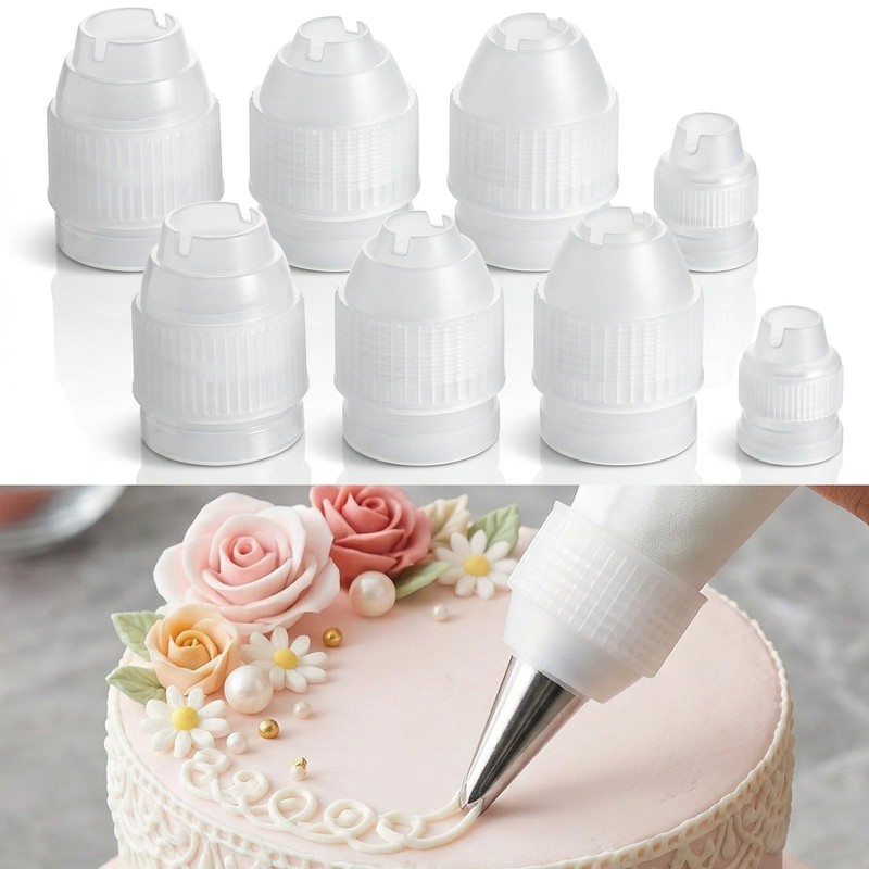 8 Pcs Couplers for Piping Bags, 4 Sizes Piping Bag Couplers for Cake