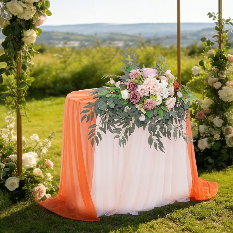 Artificial Flower Decoration with Tablecloth and Table Runner Floral Arrangement