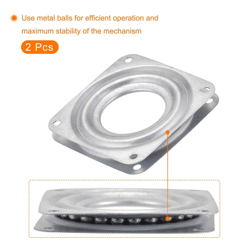 2.7 Inch Metal Turntable 360 Degree Stand Silver 2pcs gallery