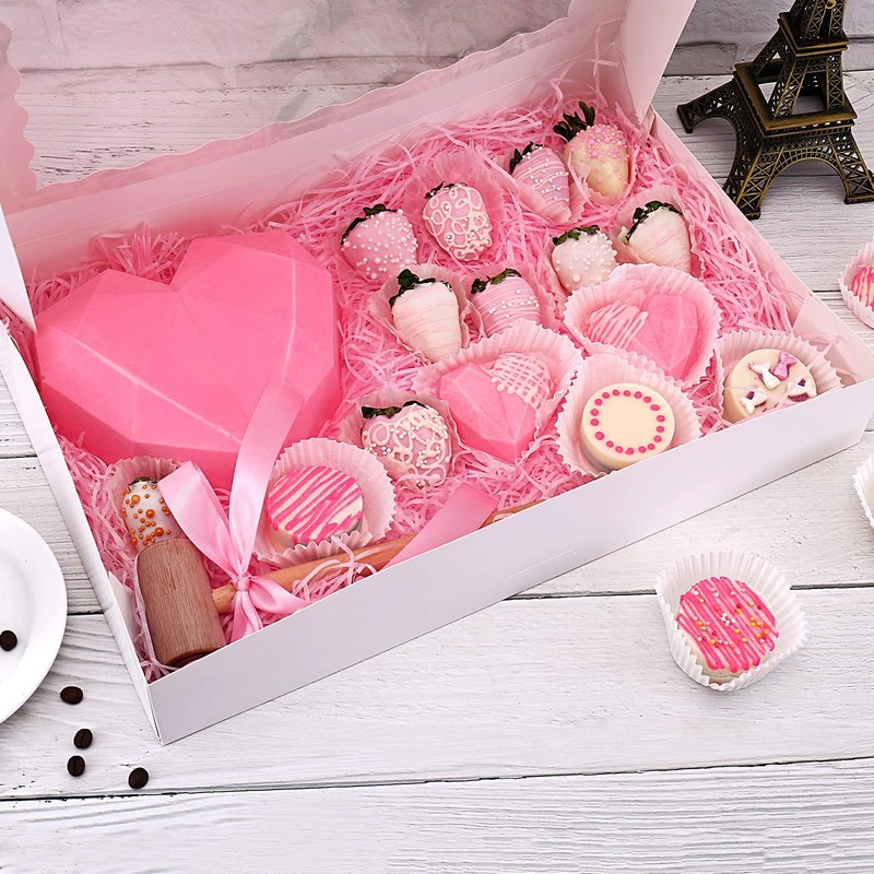 20 PCS 16x11x2.5 inch White Bakery Boxes with Window for 12 Donuts Pastries gallery