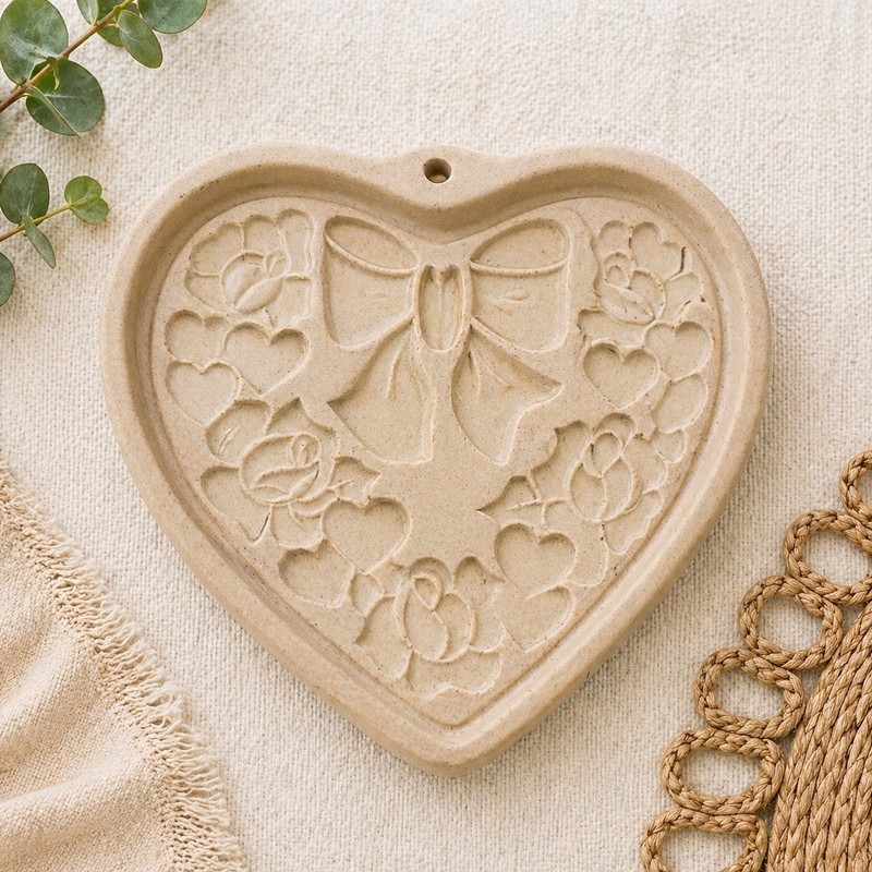 The Pampered Chef Heart Cookie Mold Spring Wreath Stoneware 2003 Limited Edition