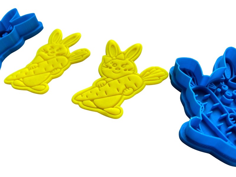 Easter boy girl bunny Cookie Cutter and stamp Fondant Embosser Bake tool Clay to gallery