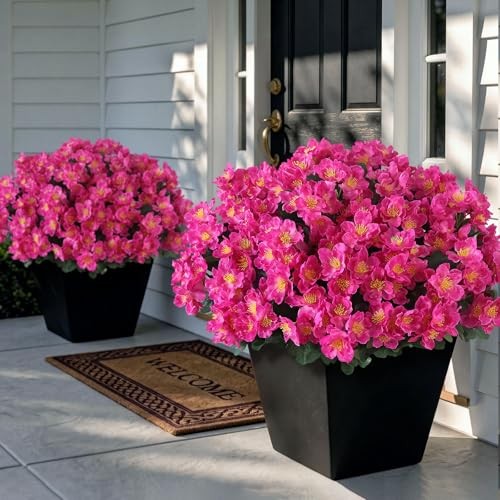 Bundles Artificial Camellia for Front Door Outside – Faux UV 8 Rose Red