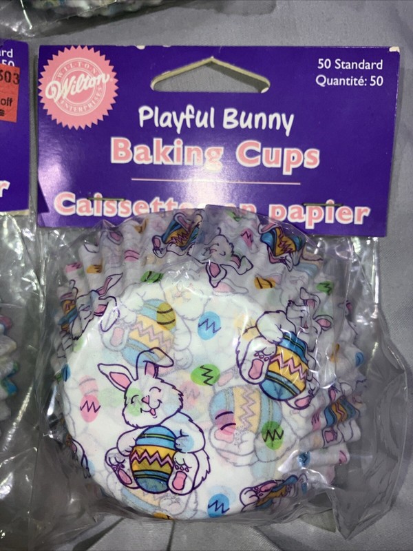 310 Easter Cupcake Liners Baking Cups Decorated Eggs Playful Bunny New Wilton gallery