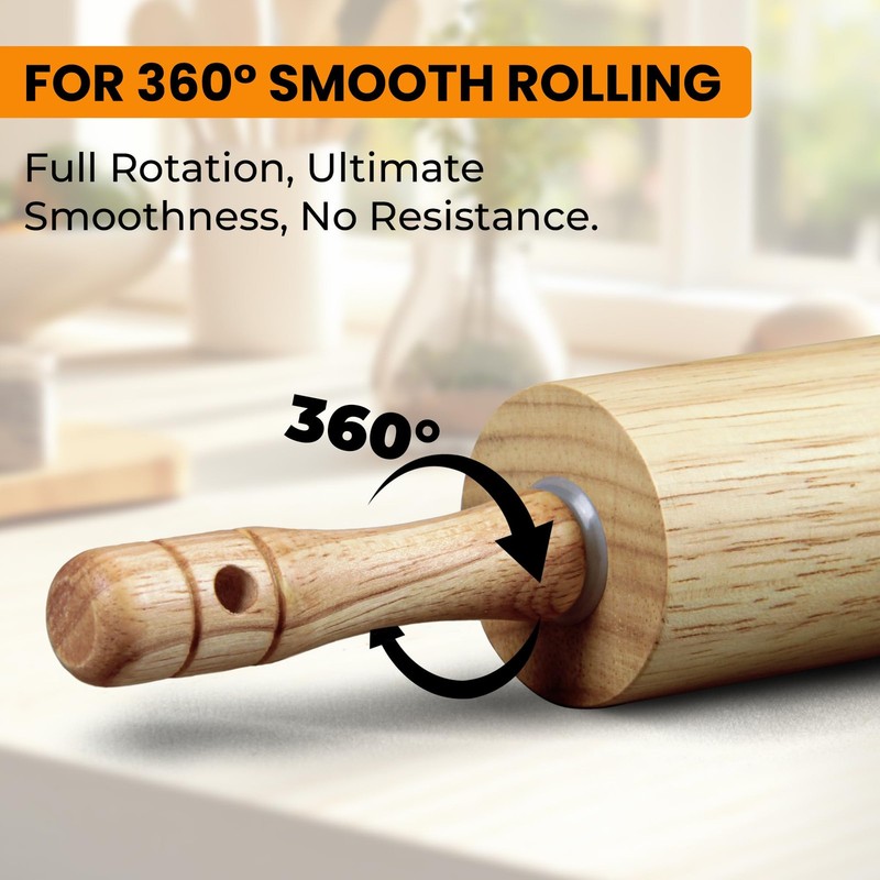 Rubber Wood Rolling Pin Dough Roller With Handles Rodillo Para Masa Baking gallery