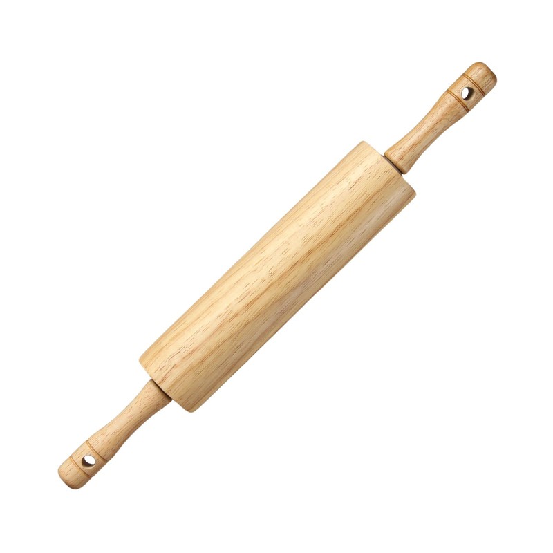 Rubber Wood Rolling Pin Dough Roller With Handles Rodillo Para Masa Baking