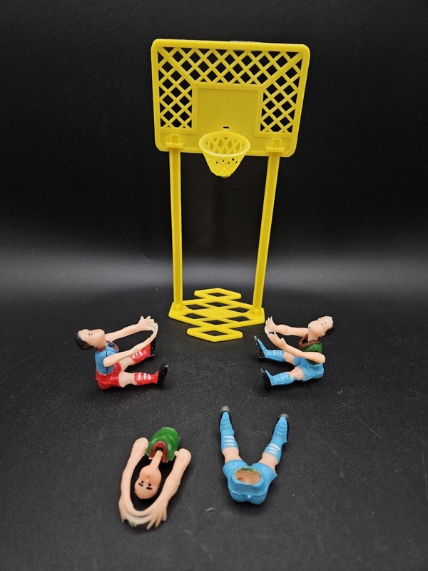 Vintage Basketball Cake Topper Basketball Hoop And Players Hard Plastic