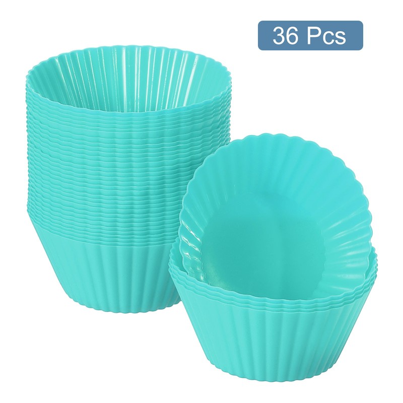 Silicone Cupcake Liners Mint Green Non-Stick Baking Baking Cups, 36 Pcs gallery