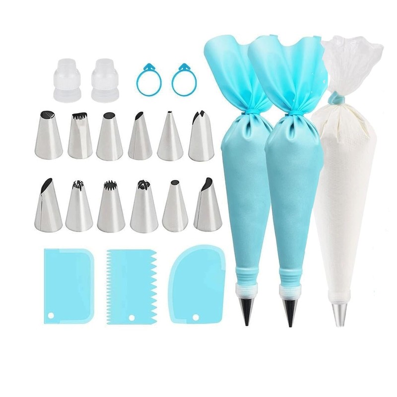 Piping Bags and Tips Set, Reusable Cake Decorating Kit with Silicone Pastry B…
