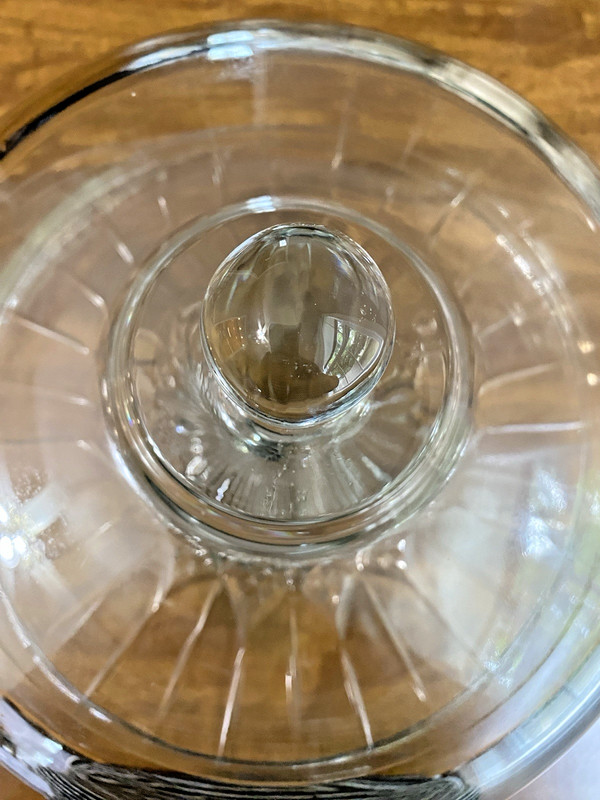 Vintage Glass 12" Round Cake Stand Heavy Dome Cover Pedestal Footed Clear gallery