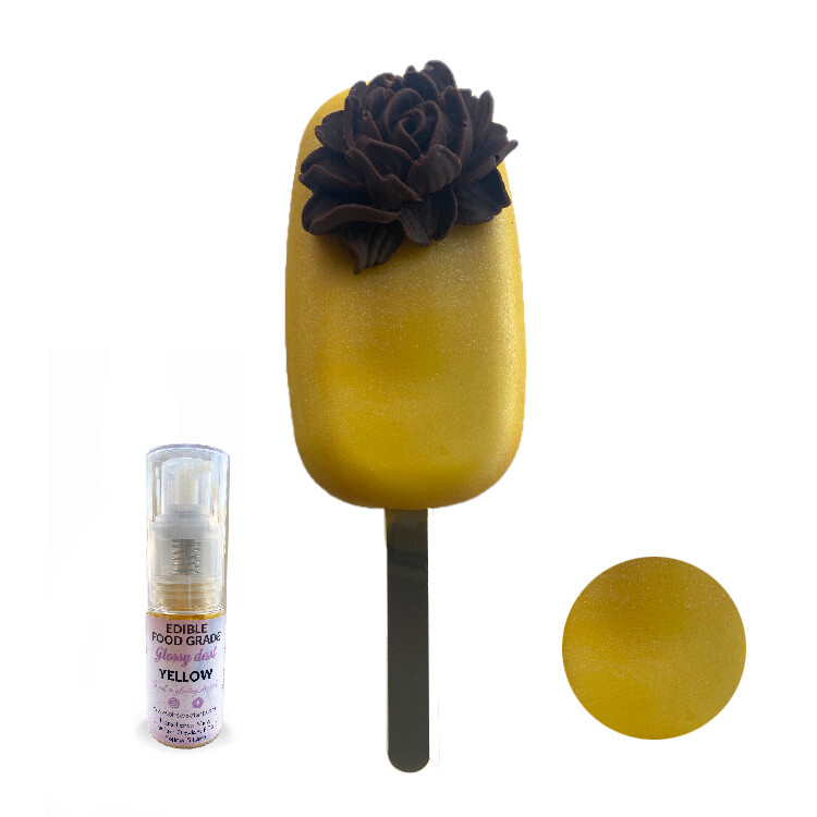 YELLOW Edible Glitter dust, SPRAY 10 grams | Glossy dust , Food grade shimmer