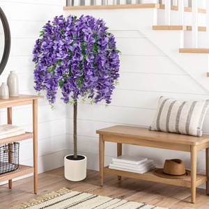 4FT Artificial Wisteria Tree in Pot, Faux Potted Floor Plant with gallery