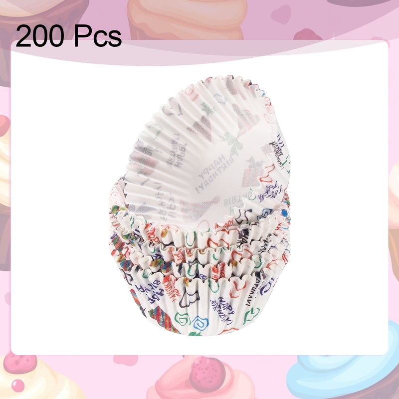 200 Count Cupcake Liners Cupcake Cups Standard Size, Birthday gallery