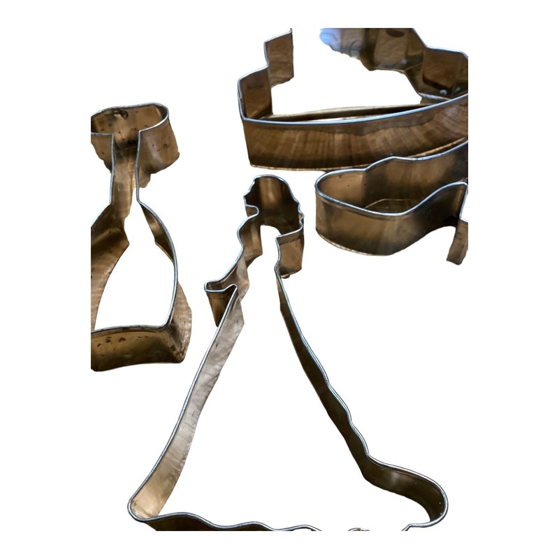 Vintage Wedding Cookie Cutter Set 7pc Bride Groom Cake Champagne Umbrella Metal gallery