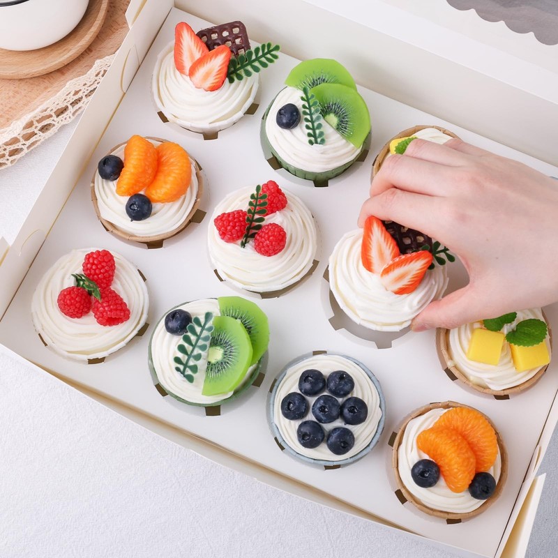 6PCS White 12-Count Cupcake Containers, Holds 72 Total, Window, Pastry Box gallery