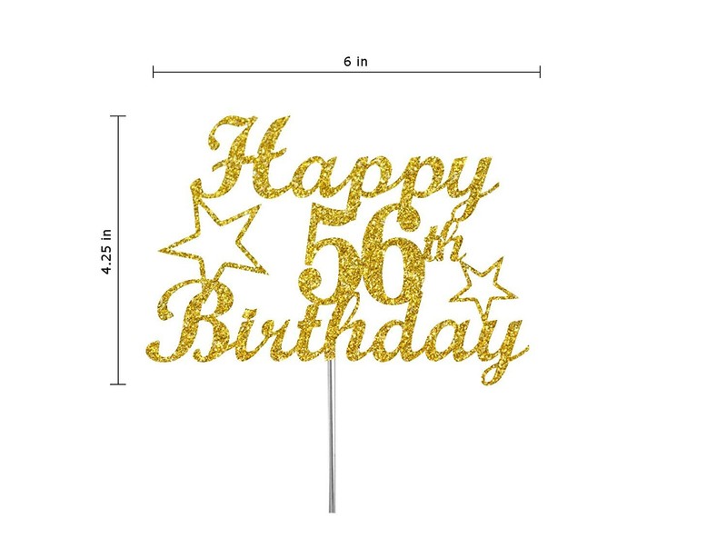 56 Birthday Cake Topper Gold Glitter, 56th Party Decoration Ideas, gallery