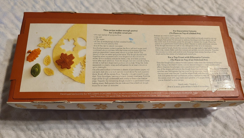 Williams Sonoma Fall Leaf Leaves Piecrust Cutters Set Of 3 NIB Autumn gallery