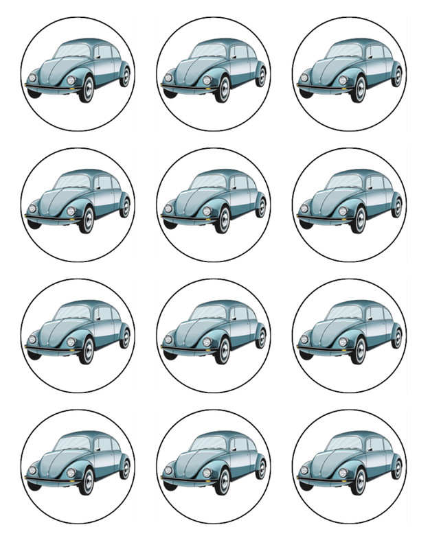 Retro Kombi Van Edible Wafer Cupcake Toppers | Car Theme Cake Decorations gallery