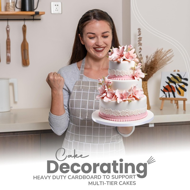 White Reversible 8 Inch Cake Drums Sturdy 1/2" Thick Round Boards 12 PCS gallery