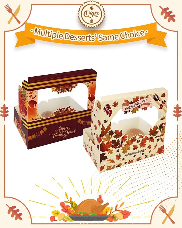 Thanksgiving Cookie Box with Window 9x6x2.5 inch 50Pcs Pastry Macaron Thanksg... gallery