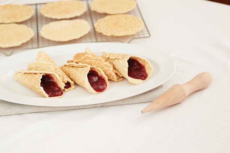 Wooden Pizzelle Roller Krumkake Pastry Tool Waffle Ice Cream Cone Roller 8.25 gallery