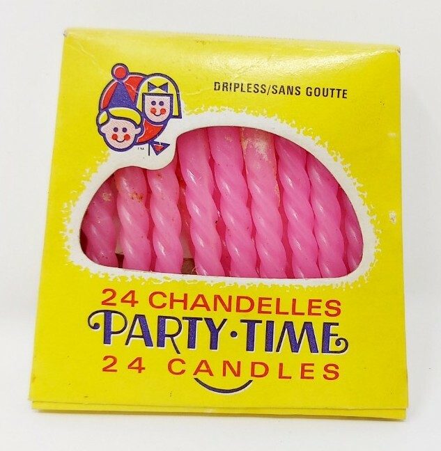 VTG Party Time Dripless Pink Birthday Cake Candles (17) Made in Japan w Box Prop gallery