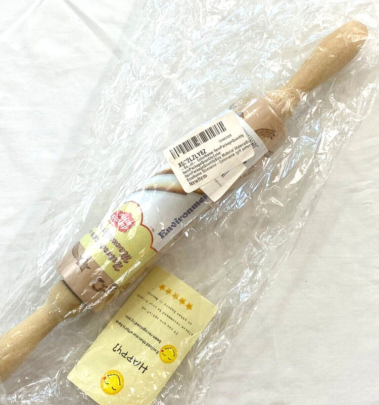 rolling pin embossed Christmas design for cookies dough 14" long hardwood gallery