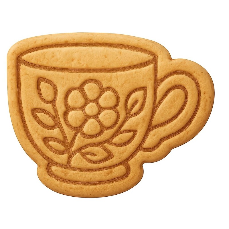 Floral Tea Cup Cookie Cutter & Stamp, Fondant & Clay – 4×3