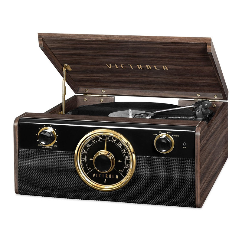 Victrola Metropolitan 4-In-1 Bluetooth Record Player Multimedia Center 3-Speed