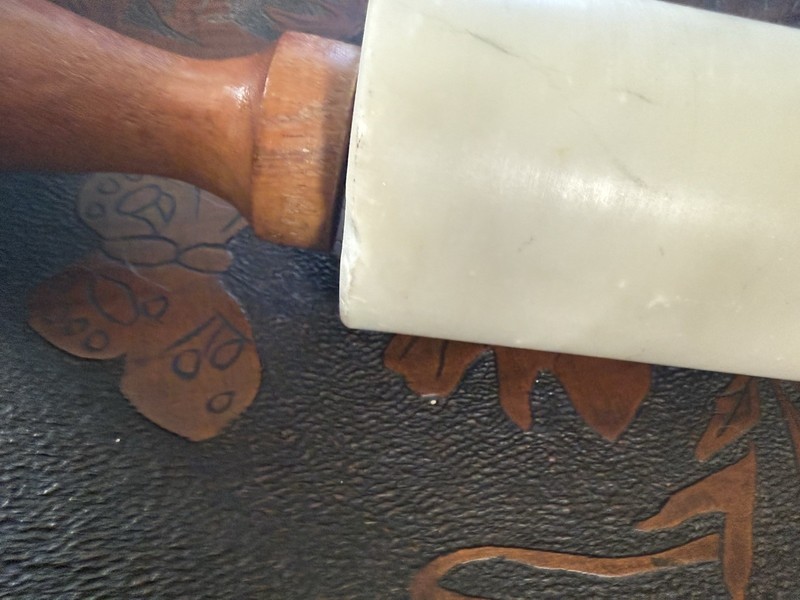 Vintage Marble Rolling Pin w/ Wooden Handles gallery