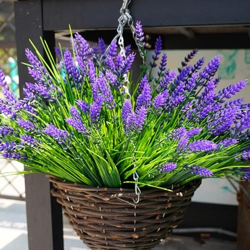 20 Bundles Artificial Plants Outdoor, UV Resistant Fake Flowers， Purple gallery