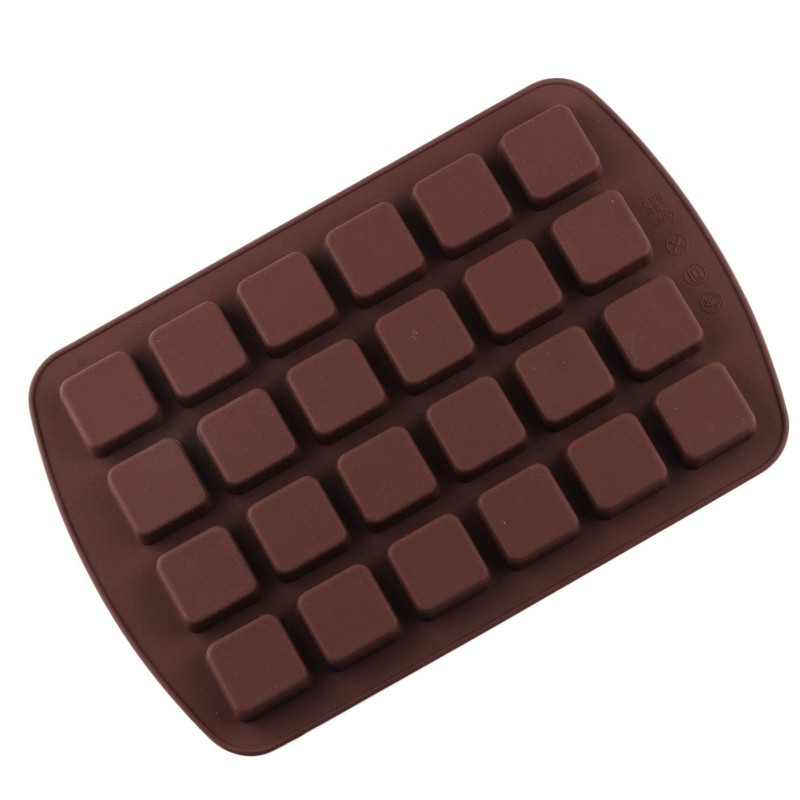 24 Cavity Bite Size Brownie Chocolate Molds Square Silicone Candy Mold Tray