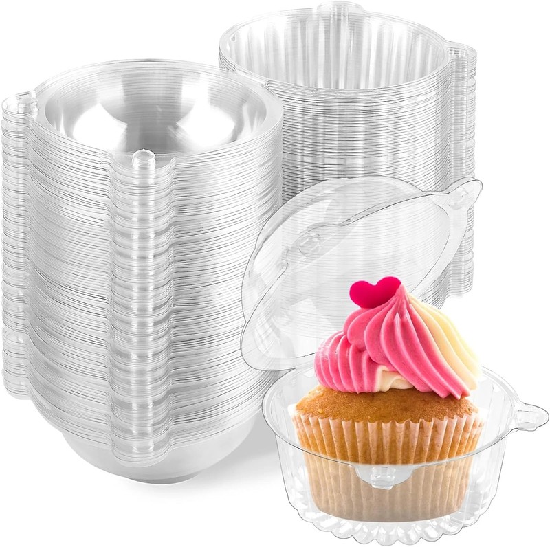 100 Pack Individual Cupcake Containers, Clear Plastic Cupcake Holders with Dome gallery
