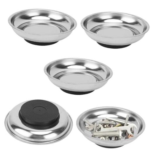 5 PCS 6 Inch Round Magnetic Parts Trays, Stainless steel 6 Inch Magnetic Tray,