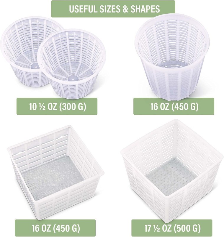 Cheesemaking Molds - Ricotta Cheese Draining Baskets for Home Cheese making M... gallery