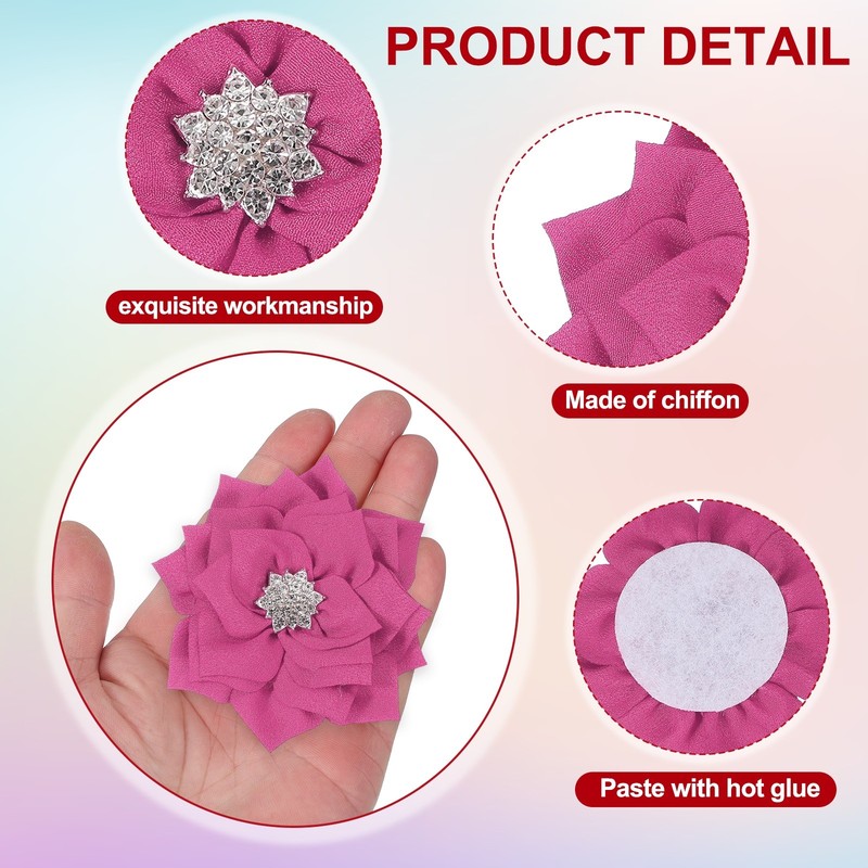 3 Inch 10 Pcs Rhinestone Pearl Chiffon Flower, Rose gallery