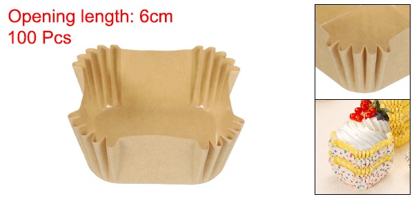 100pcs Square Cupcake Liners Paper Baking Cups Disposable Kraft Paper Color gallery