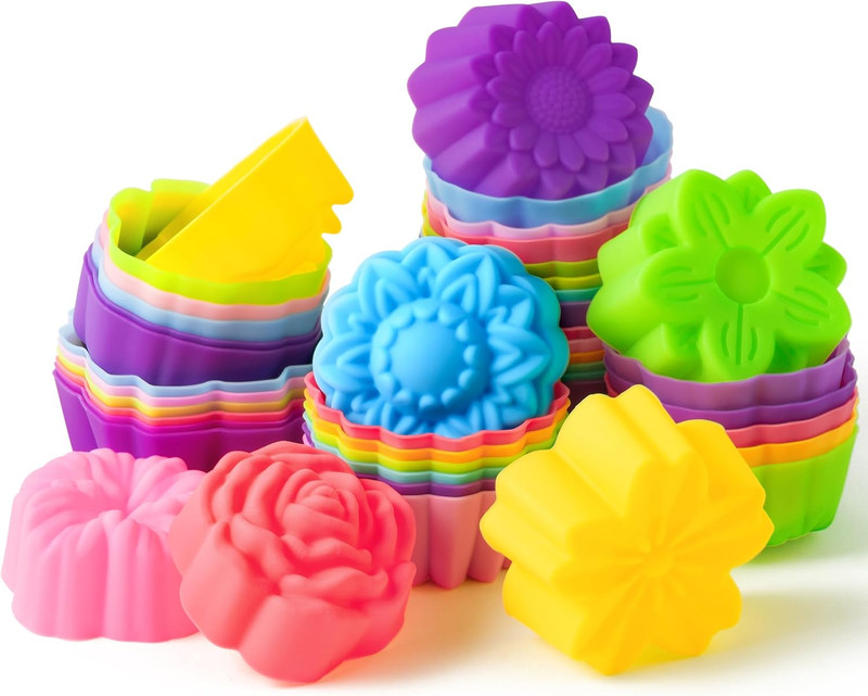 Paquete de 42 moldes de silicona para cupcakes. gallery