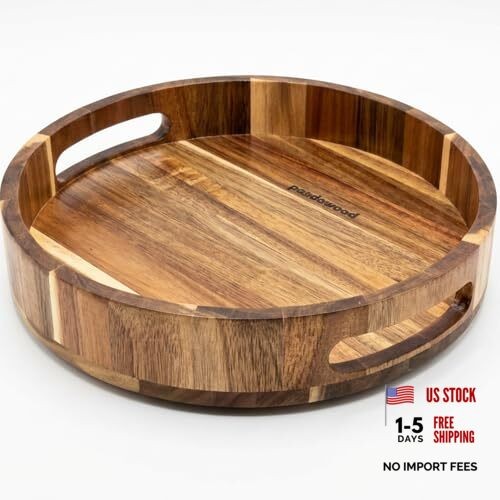 Wooden Lazy Susan for Table Top - Lazy Susan Turntable 12 Inch Acacia Wood