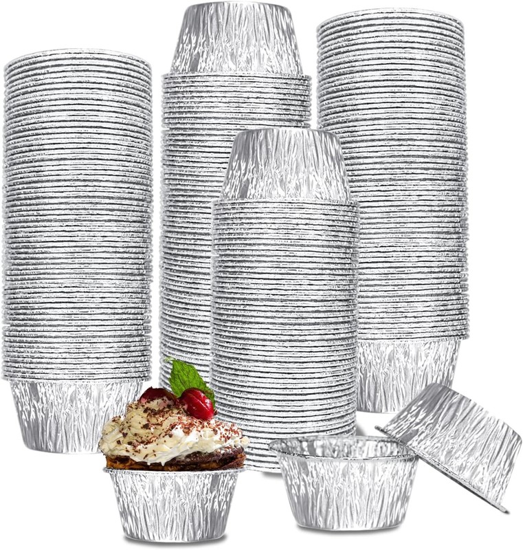 Aluminum Foil Baking Cups, 200 Pack Disposable 3 Oz Ramekins Aluminum Cupcake