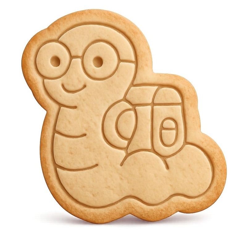 Bookworm with Backpack Cookie Cutter & Stamp, Fondant & Clay Cutter – 3.8×4″