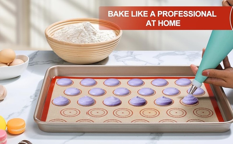 Macaron Silicone Baking Mats Kit (16pcs set) Macaroon Baking Mat Set of 2 Half gallery
