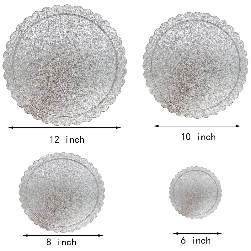 4 PCS 6 8 10 12 inch Silver Cake Base Cardboards Cake Circle for Decorating gallery