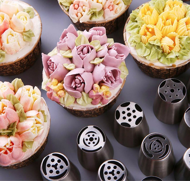 Russian Piping Tips Set 14pcs Cake Cupcake Decorating Supplies Kitchen Dining gallery