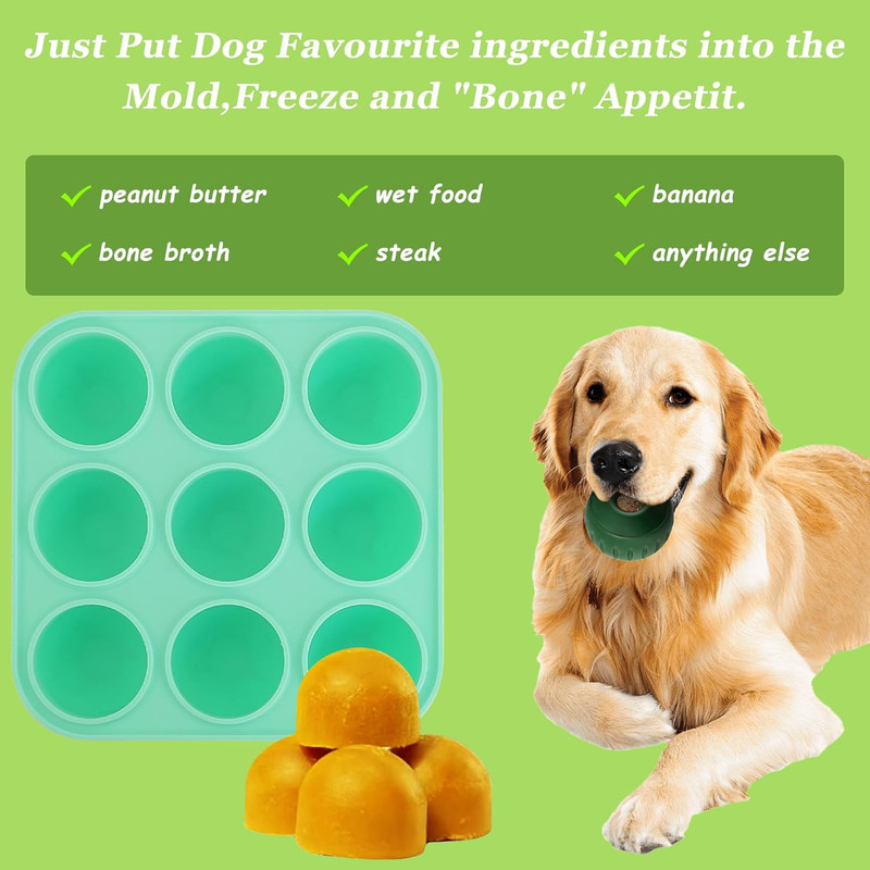 9Cavities Silicone Dog Treat Mold for Woof Pupsicle & Power Chewer Pupsicle, Fro gallery